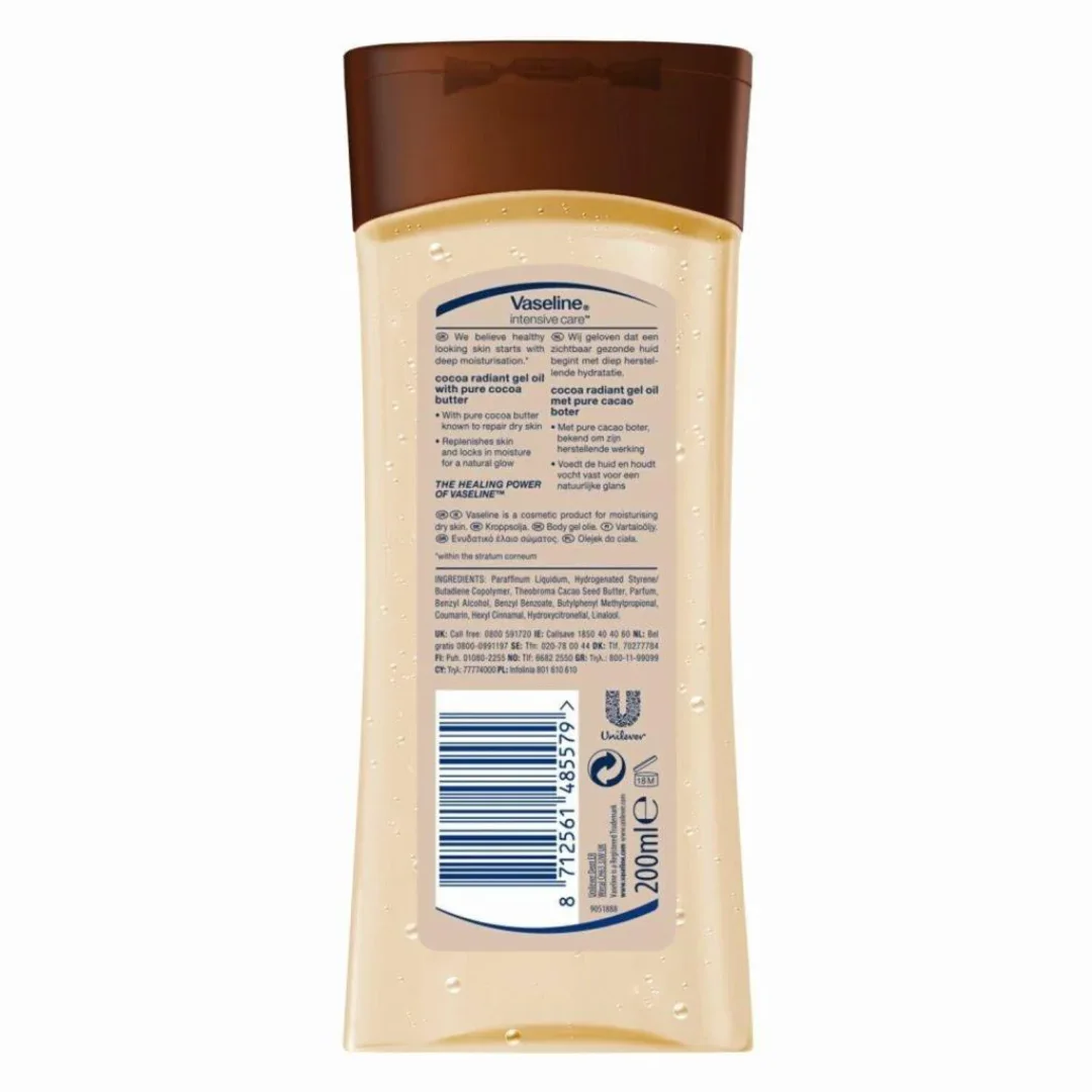 ژل روغن بدن وازلین مدل Cocoa Radiant حجم 200 میل