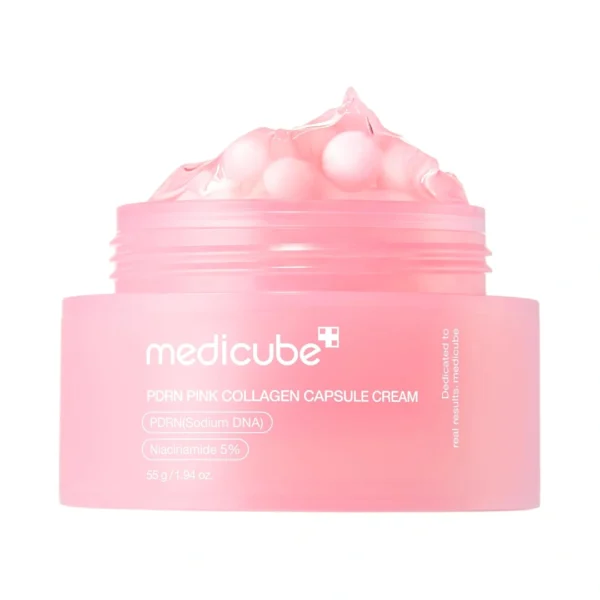 کرم کپسولی PDRN و کلاژن صورتی مدی کیوب Medicube Pink Collagen Cream حجم 55 گرم