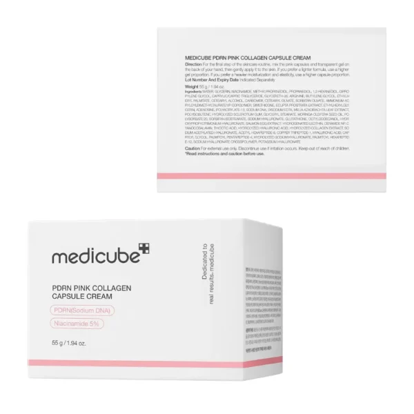 کرم کپسولی PDRN و کلاژن صورتی مدی کیوب Medicube Pink Collagen Cream حجم 55 گرم