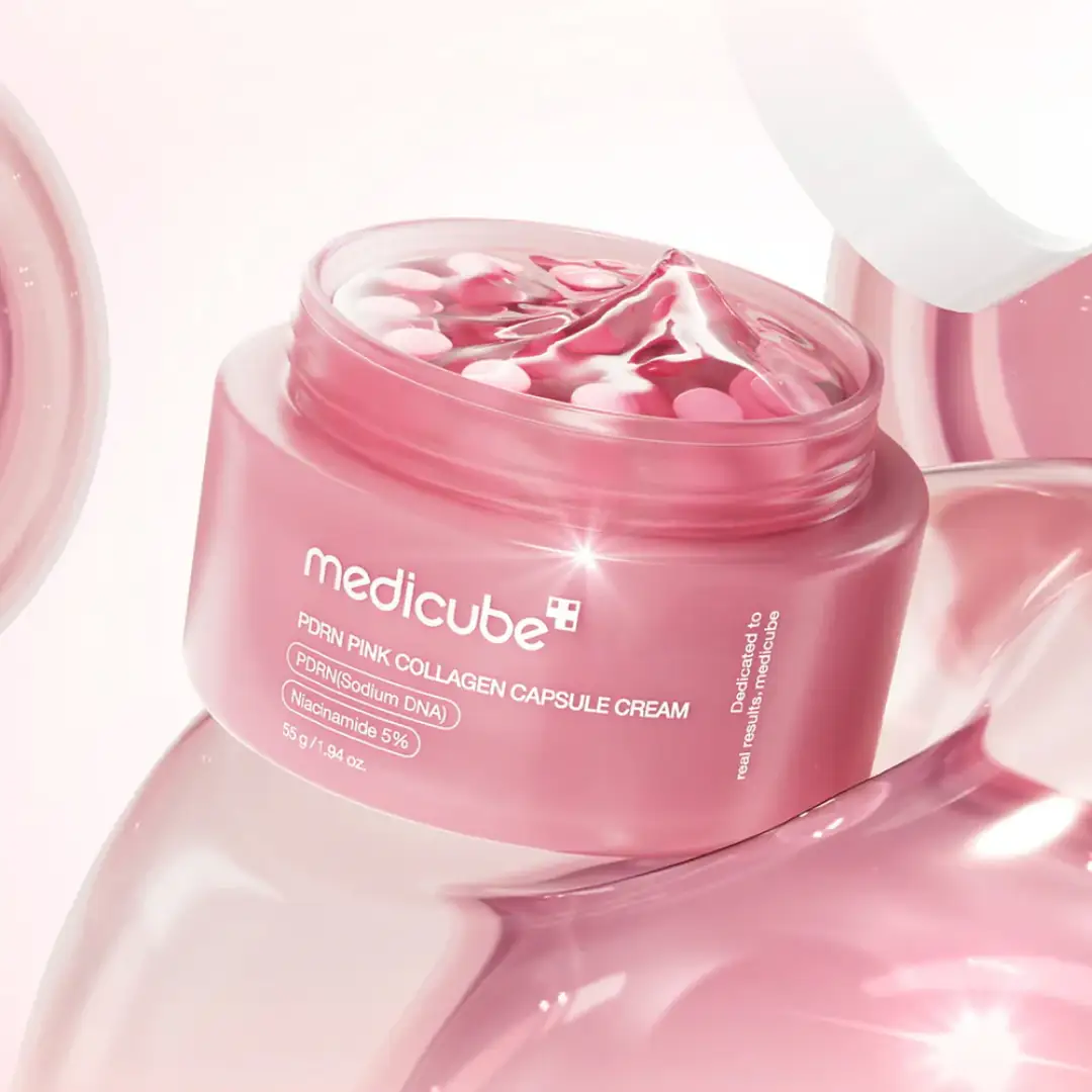 کرم کپسولی PDRN و کلاژن صورتی مدی کیوب Medicube Pink Collagen Cream حجم 55 گرم