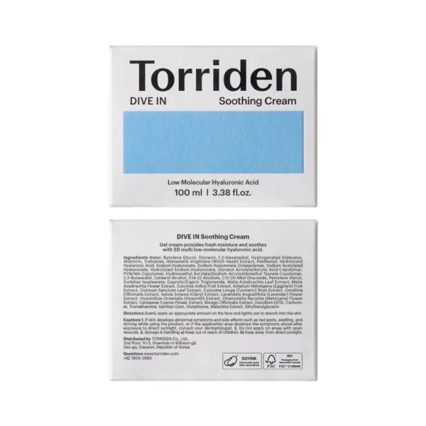 ژل کرم مرطوب کننده کاسه ای هیالورونیک اسید توریدن Torriden Soothing Cream حجم 100 میل